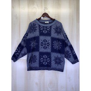 Vintage Classic Essentials Womens Blue Snowflake Knit Sweater Size 22-8443